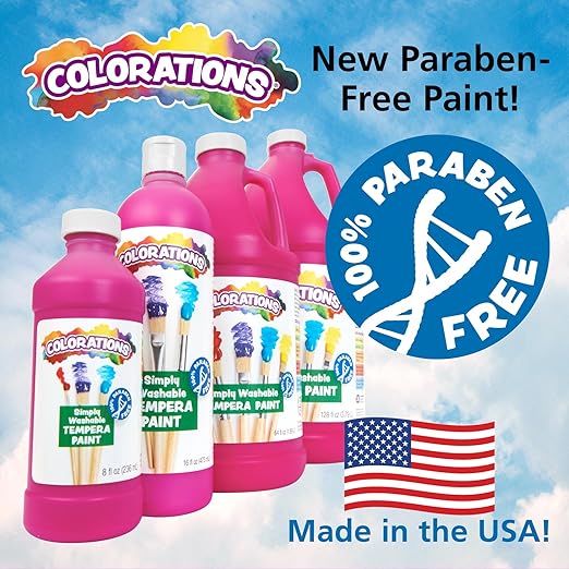 Colorations Paraben-Free Simply Tempera Paint for Kids - Set of 11 Gallons