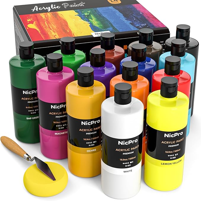 14 Colors Large Bulk Acrylic Paint Set
