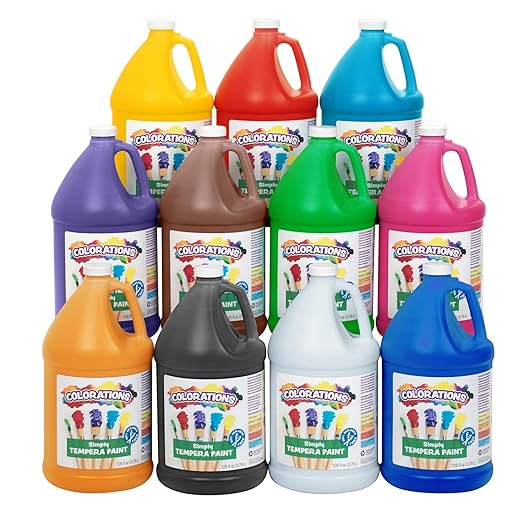 Colorations Paraben-Free Simply Tempera Paint for Kids - Set of 11 Gallons